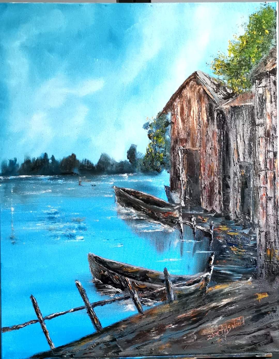River Dock Fine Art Painting