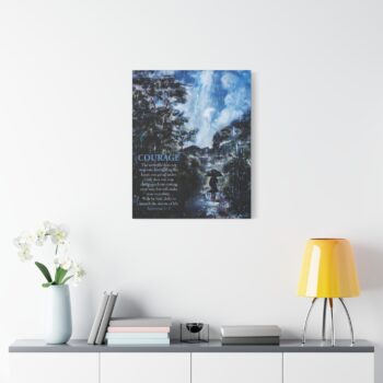 Courage Inspirational Canvas Wall Art – Ephesians 6:16 Bible Verse Stretched Matte Print