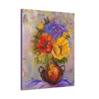 Bright Floral Vase Matte Canvas Print — Stretched Wall Art
