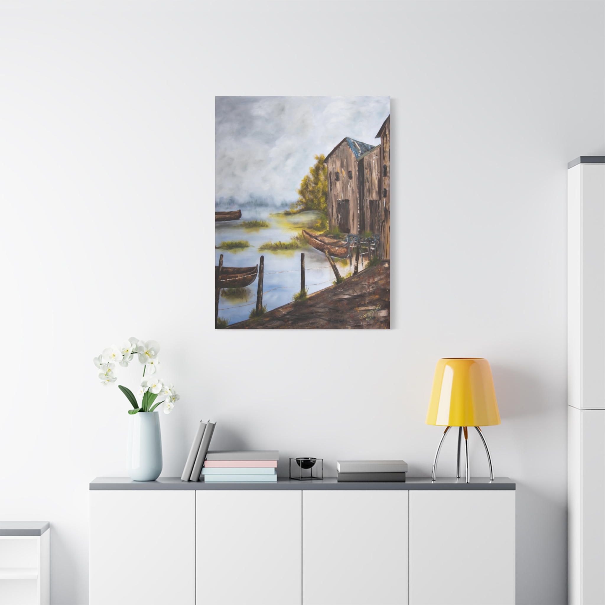 13803796387979404190_2048.jpeg Rustic Lakeside Boat House Matte Canvas Wall Art, Stretched 1.25" - Image 5