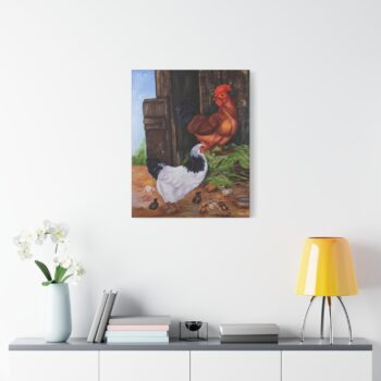 Farmhouse Rooster & Hen Canvas Wall Art — Matte Stretched 1.25"