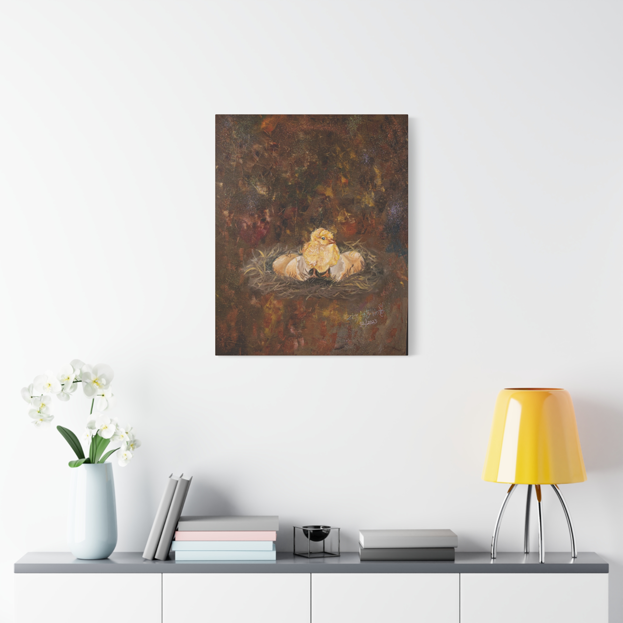 2136023710559791169_2048.jpeg Chick Hatching Canvas Print — Rustic Farmhouse Nursery Wall Art - Image 2