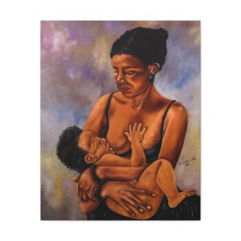 Mother and Child Oil Painting Canvas Print — Matte Stretched Wall Art