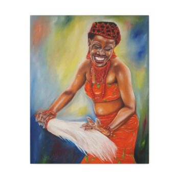African Joy Portrait Canvas Print — Vibrant Smiling Woman Artwork