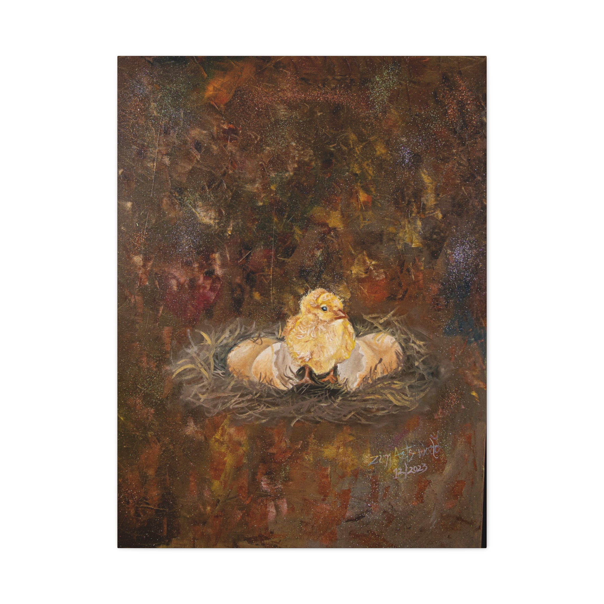 8052512850384012857_2048.jpeg Chick Hatching Canvas Print — Rustic Farmhouse Nursery Wall Art - Image 4
