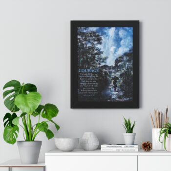 framed poster — 'courage' watercolor rain inspirational wall art