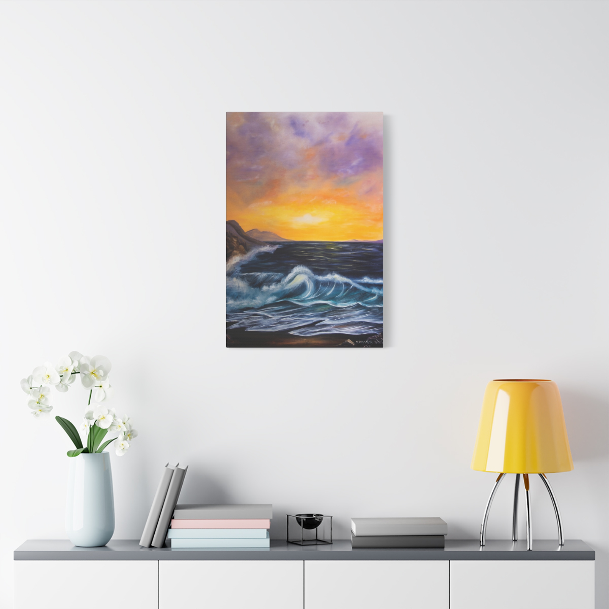 ocean sunset canvas wall art — seascape painting on matte stretched canvas ocean sunset canvas wall art — seascape painting on matte stretched canvas