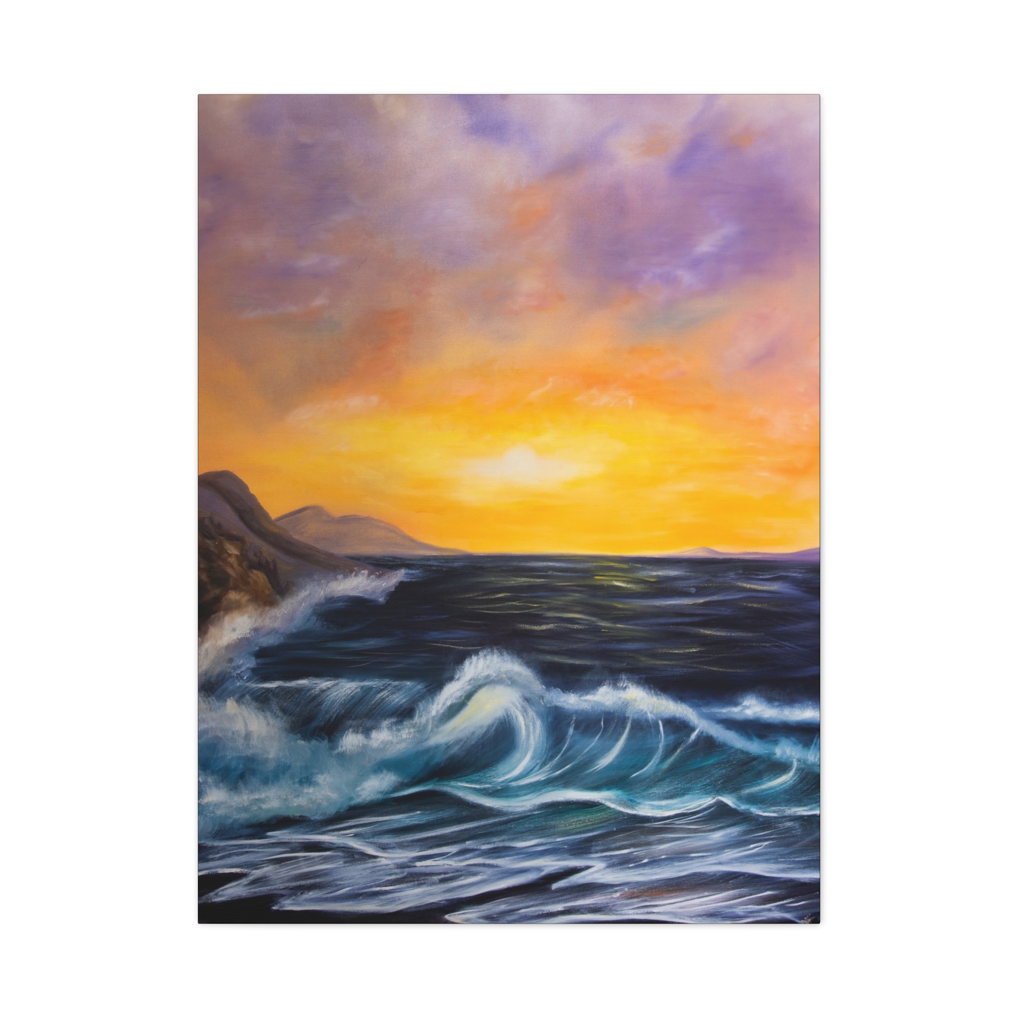 ocean sunset canvas wall art — seascape painting on matte stretched canvas ocean sunset canvas wall art — seascape painting on matte stretched canvas