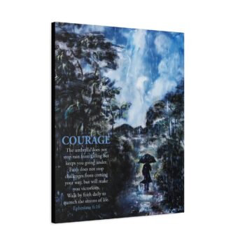 Home courage inspirational canvas wall art – ephesians 6:16 bible verse stretched matte print