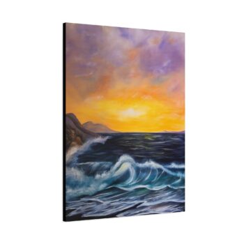 ocean sunset canvas wall art — seascape painting on matte stretched canvas