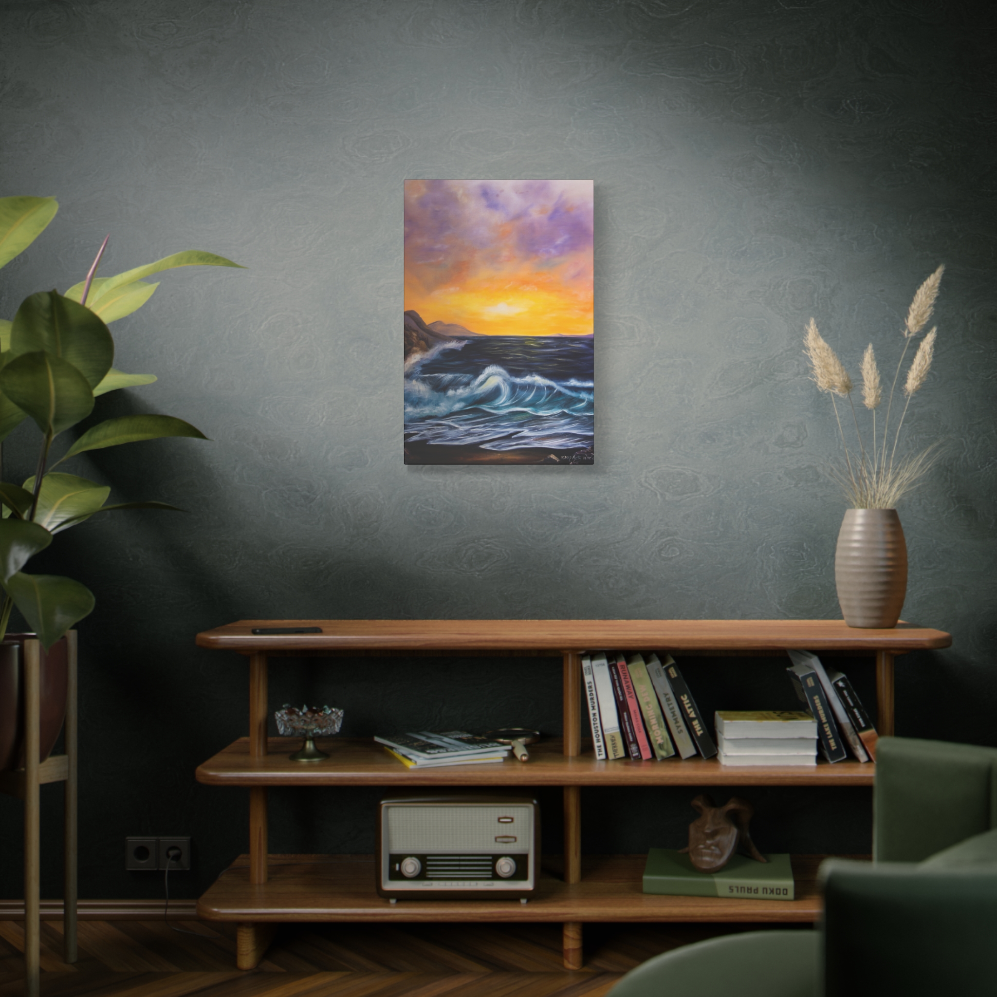 ocean sunset canvas wall art — seascape painting on matte stretched canvas ocean sunset canvas wall art — seascape painting on matte stretched canvas
