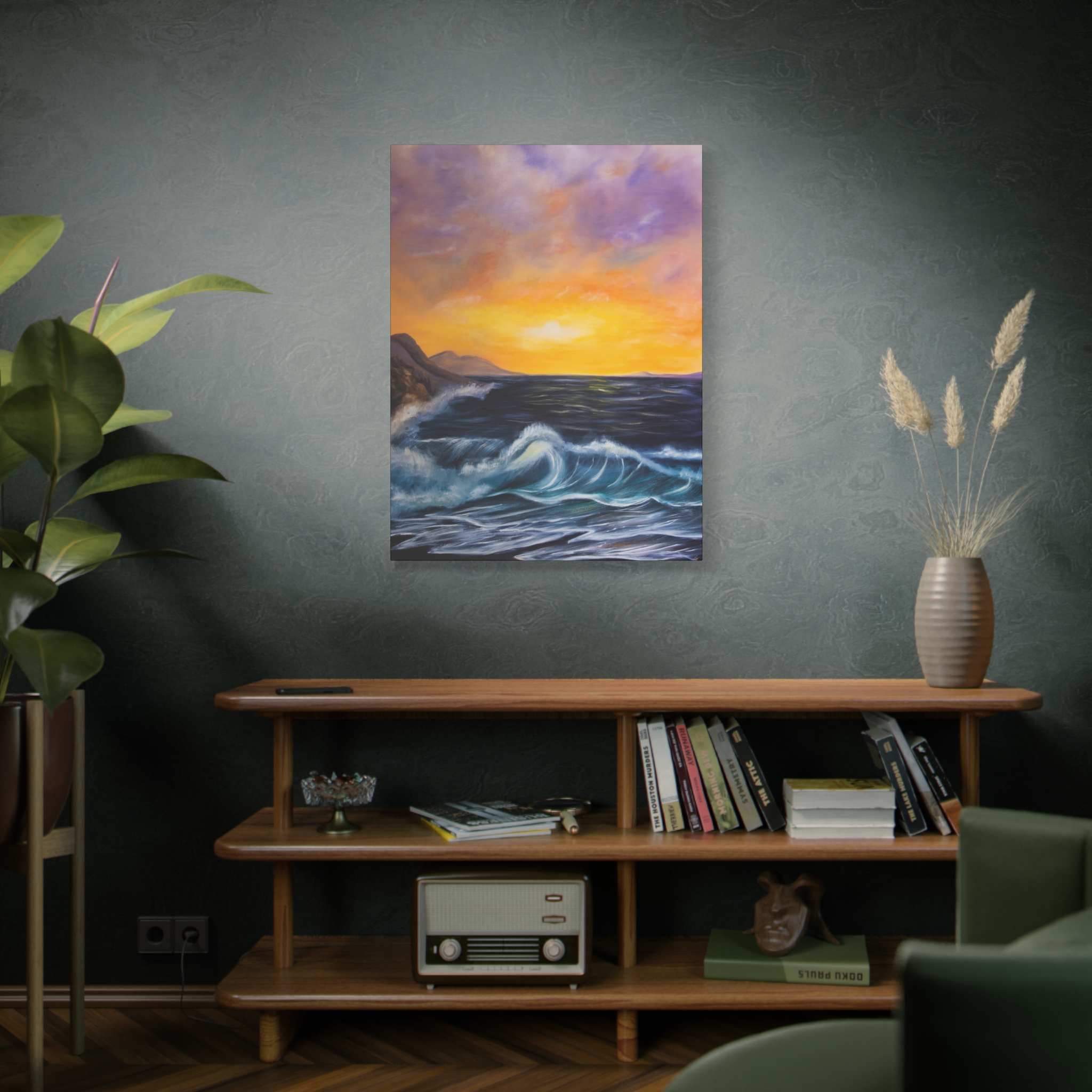 ocean sunset canvas wall art — seascape painting on matte stretched canvas ocean sunset canvas wall art — seascape painting on matte stretched canvas