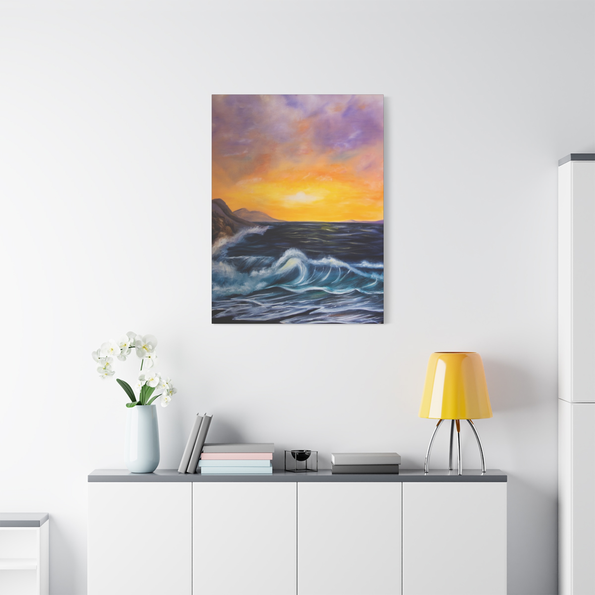 ocean sunset canvas wall art — seascape painting on matte stretched canvas ocean sunset canvas wall art — seascape painting on matte stretched canvas