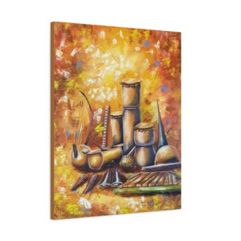Home autumn still life matte canvas print — warm harvest kitchen wall art